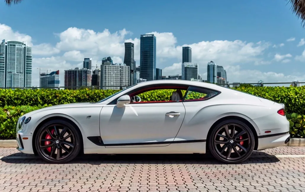Exterior view of 2022 Bentley Continental GT for a Miami drive