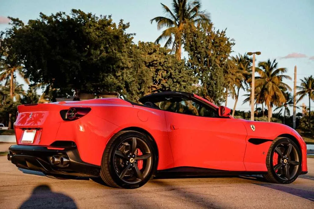 Exterior view of 2021 Ferrari Portofino Spyder for a Miami drive